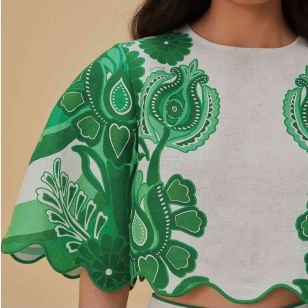 Farm Rio Festival Linen Crop Top - Picture 6 of 8